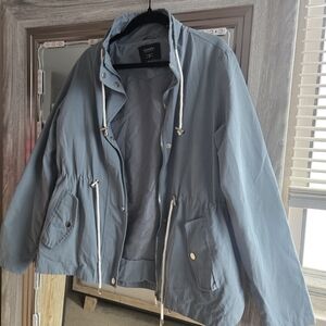Gray Utility Jacket with Drawstring